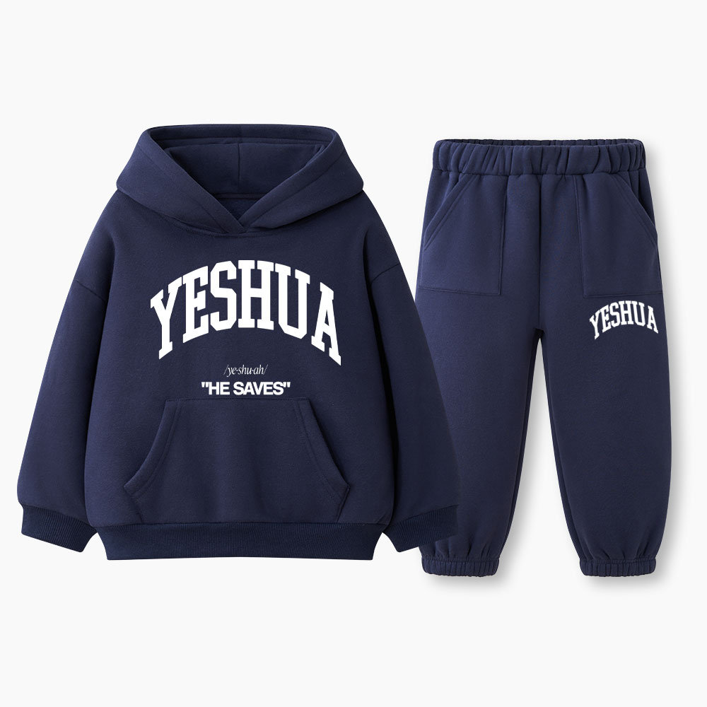 Yeshua He Saves Christian Kid Fleece Hoodie Set