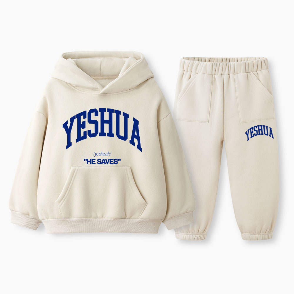 Yeshua He Saves Christian Kid Fleece Hoodie Set