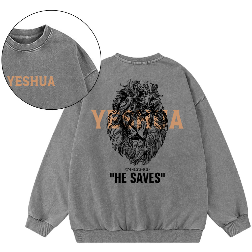 Yeshua He Saves Lion Christian Sweatshirt