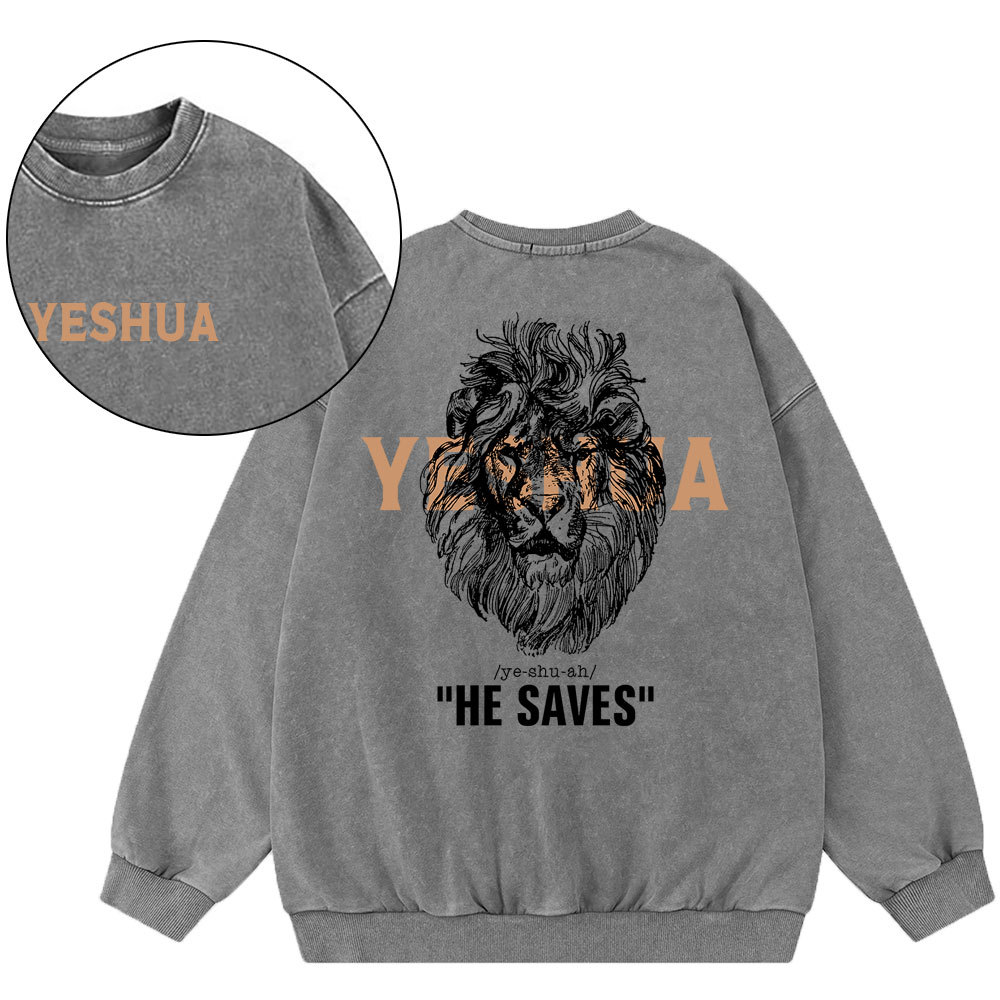 Yeshua He Saves Lion Christian Sweatshirt