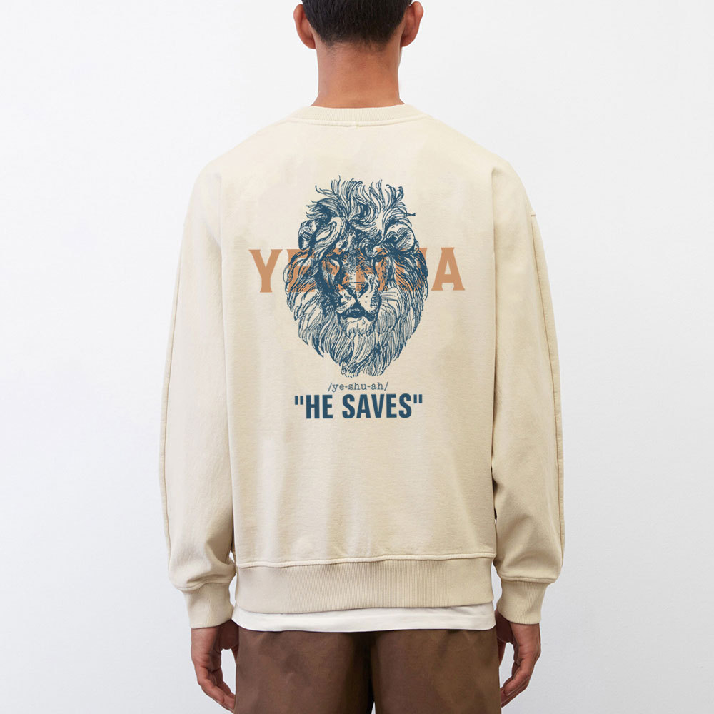 Yeshua He Saves Lion Christian Sweatshirt