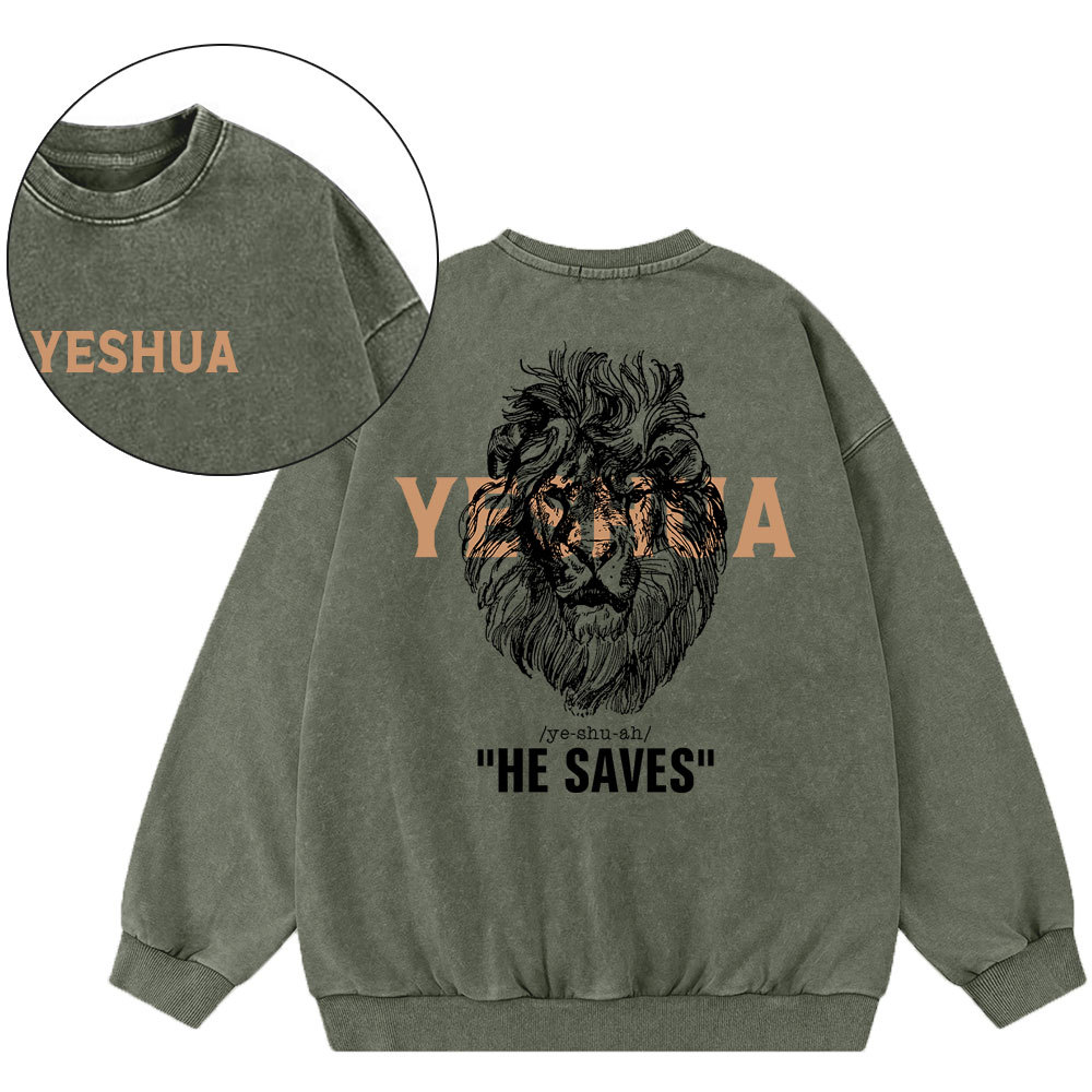 Yeshua He Saves Lion Christian Sweatshirt