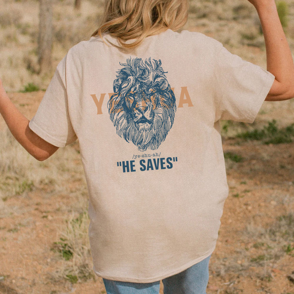 Yeshua He Saves Lion Christian T-Shirt