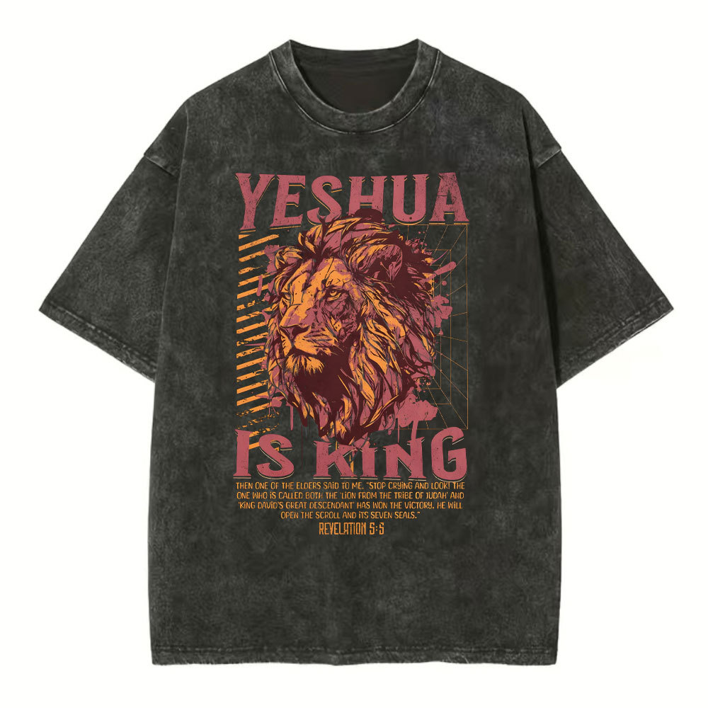 Yeshua Is King Christian Washed T-Shirt