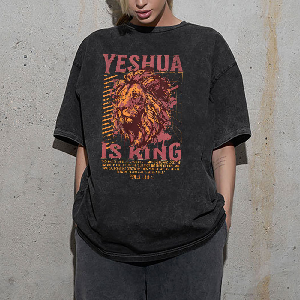 Yeshua Is King Christian Washed T-Shirt