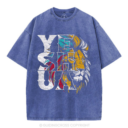 Yeshua Lion Christian Washed T-Shirt