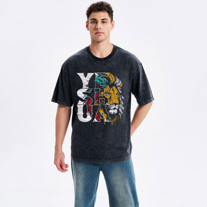 Yeshua Lion Christian Washed T-Shirt