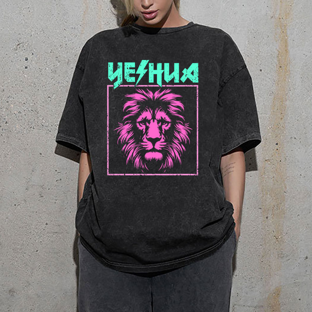 Yeshua Lion Christian Washed T-Shirt