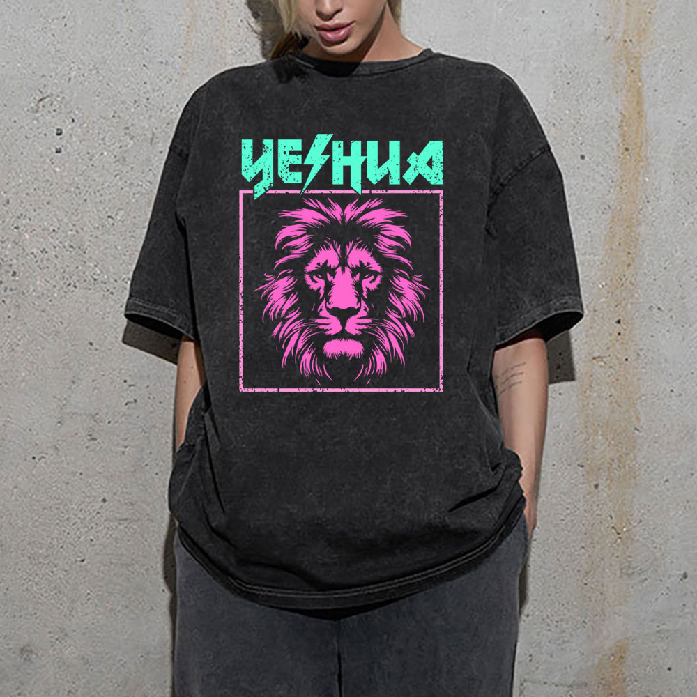 Yeshua Lion Christian Washed T-Shirt