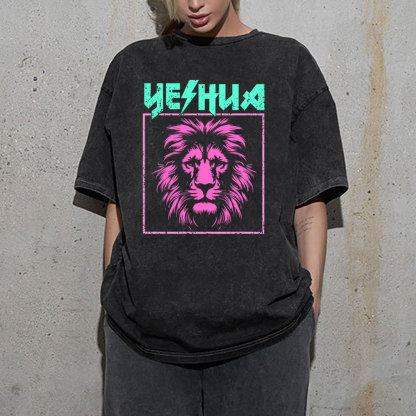 Yeshua Lion Christian Washed T-Shirt