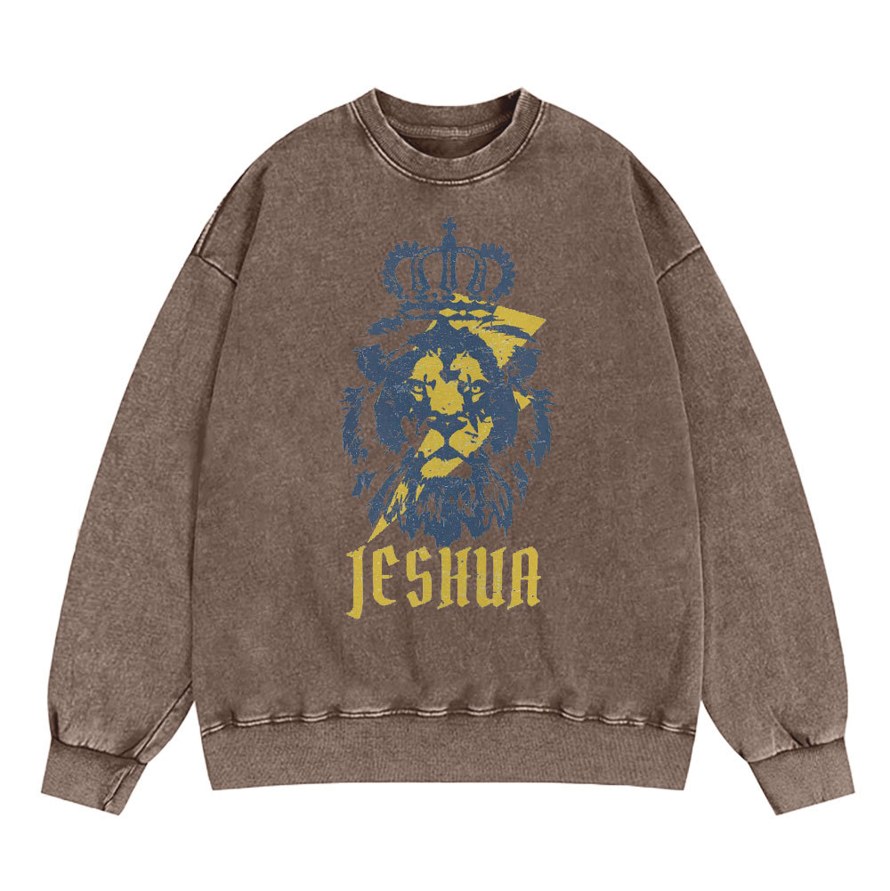 Yeshua Lion King Christian Washed Sweatshirt