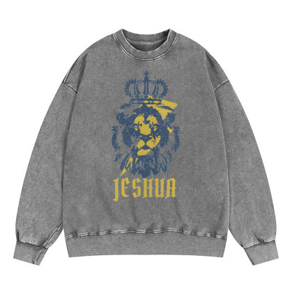 Yeshua Lion King Christian Washed Sweatshirt