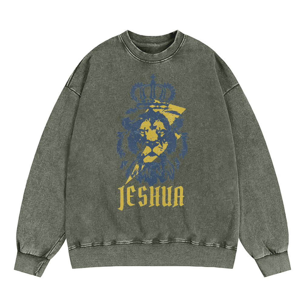 Yeshua Lion King Christian Washed Sweatshirt