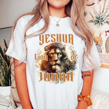 Yeshua Lion Of Judah Christian Washed T-Shirt