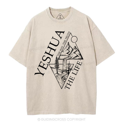 Yeshua The Way The Truth The Life Christian Washed T-Shirt