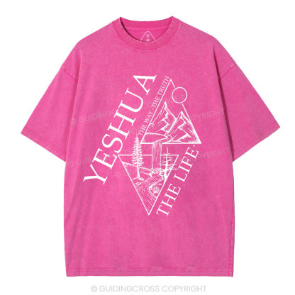 Yeshua The Way The Truth The Life Christian Washed T-Shirt