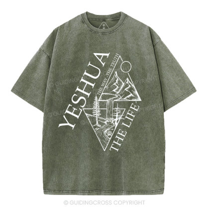 Yeshua The Way The Truth The Life Christian Washed T-Shirt