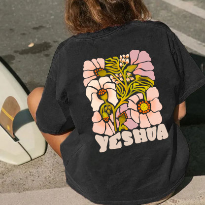Yeshua With Flower Christian Washed T-Shirt