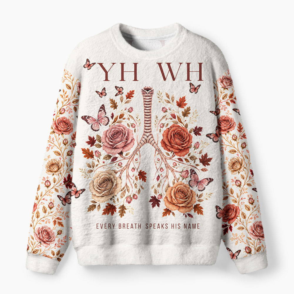 Yhwh Every Breath Speaks His Name Furry Christian Lightweight Sweater