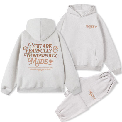 You Are Fearfully And Wonderfully Christian Fleece Hoodie Set