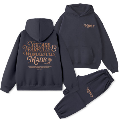 You Are Fearfully And Wonderfully Christian Fleece Hoodie Set