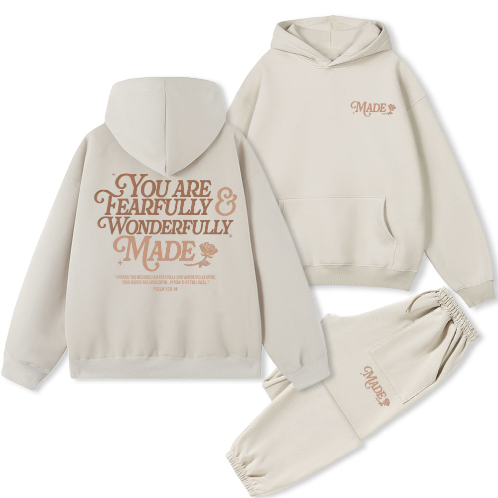 You Are Fearfully And Wonderfully Christian Fleece Hoodie Set