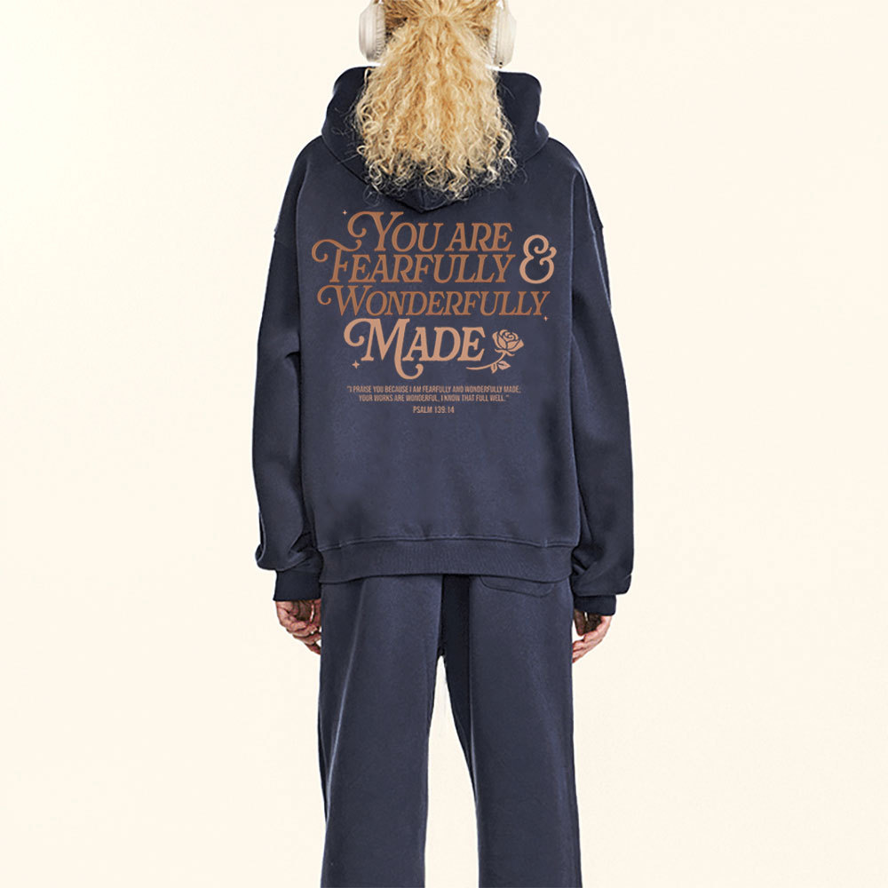 You Are Fearfully And Wonderfully Christian Fleece Hoodie Set