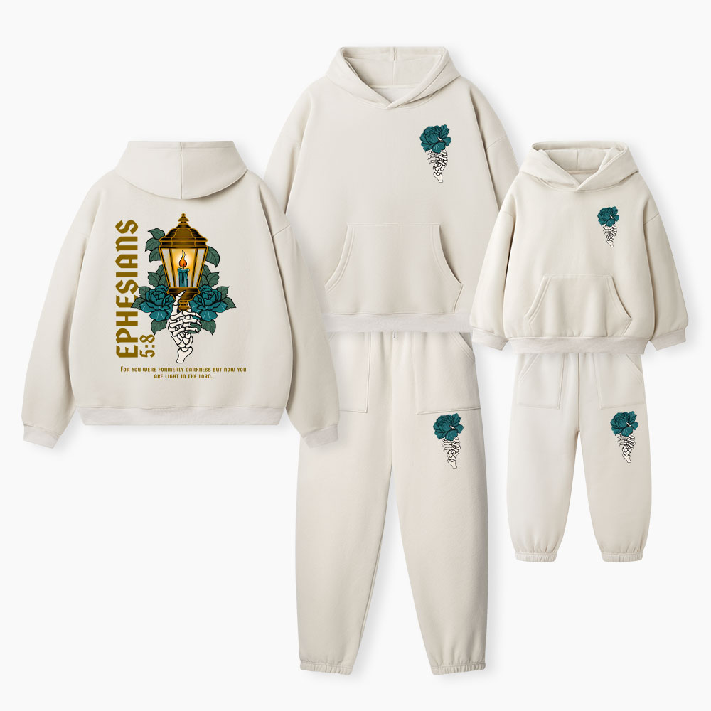 You Are Light In The Lord Christian Premium Matching Fleece Hoodie Set