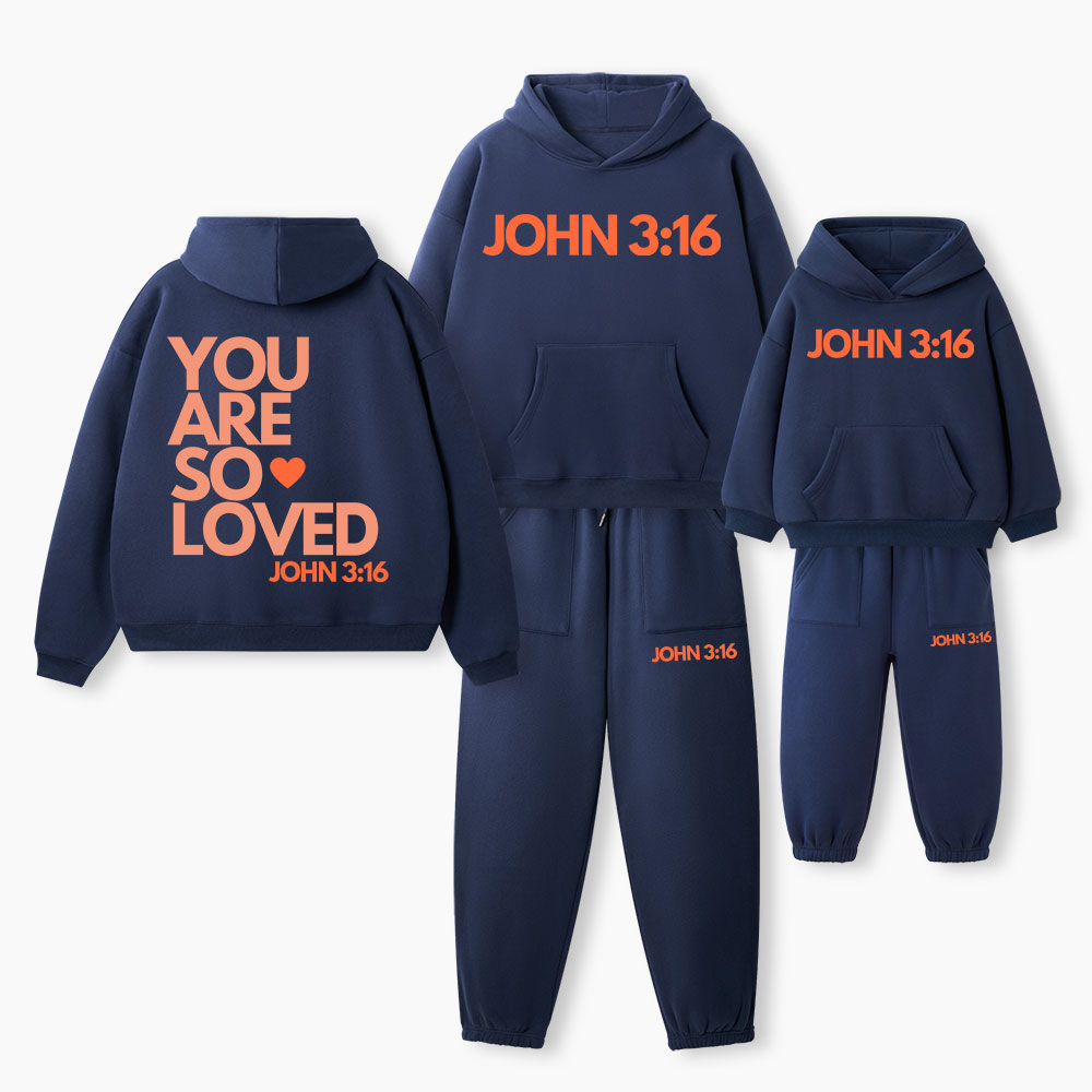 You Are So Loved Christian Premium Matching Fleece Hoodie Set