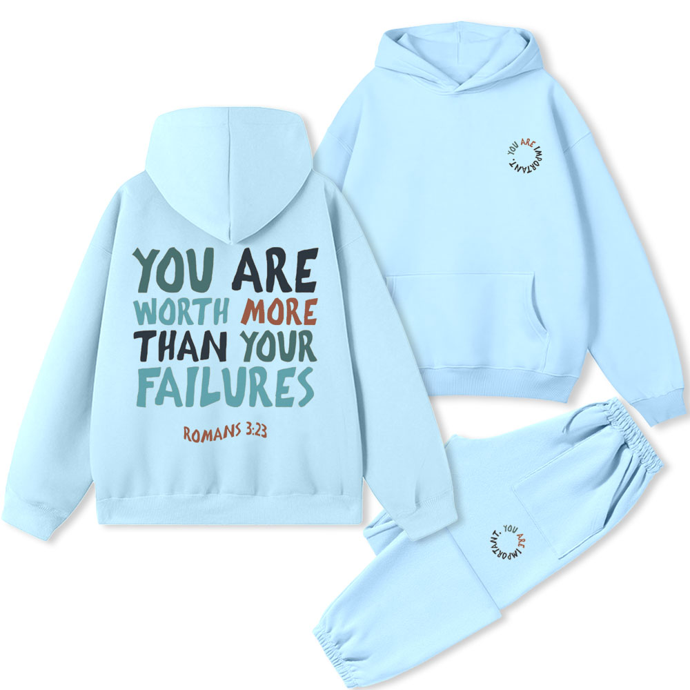 You Are Worth More Than Your Failures Christian Premium Fleece Hoodie Set