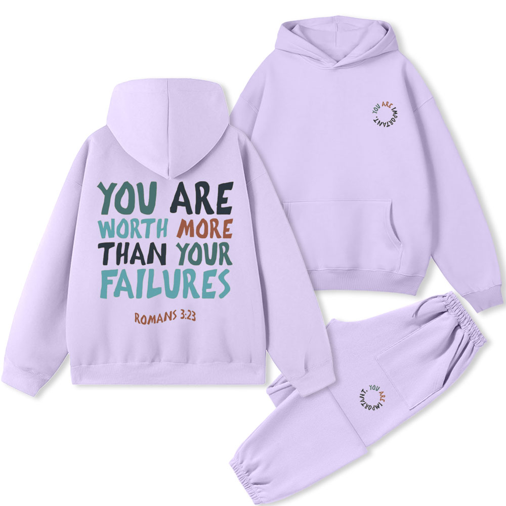 You Are Worth More Than Your Failures Christian Premium Fleece Hoodie Set