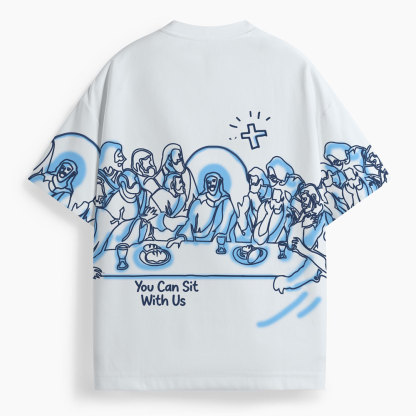 You Can Sit With Us Oversized All-Over Print Christian T-Shirt