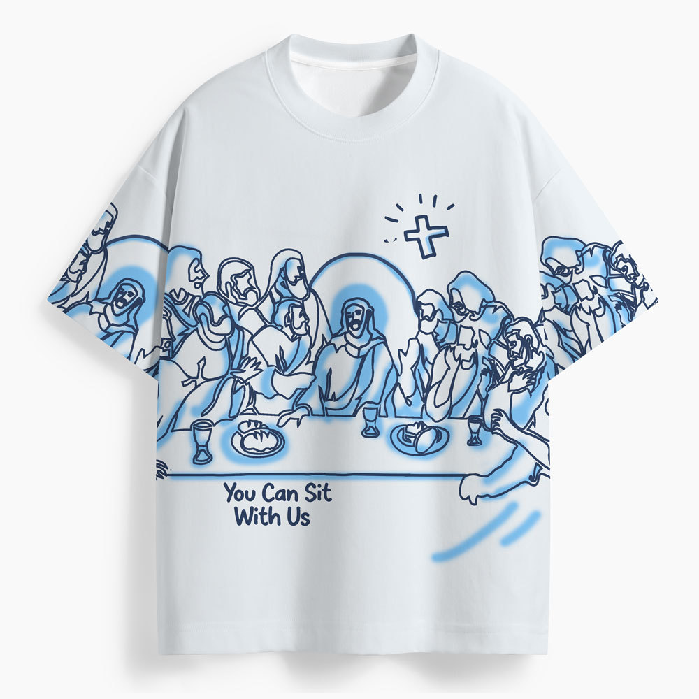You Can Sit With Us Oversized All-Over Print Christian T-Shirt