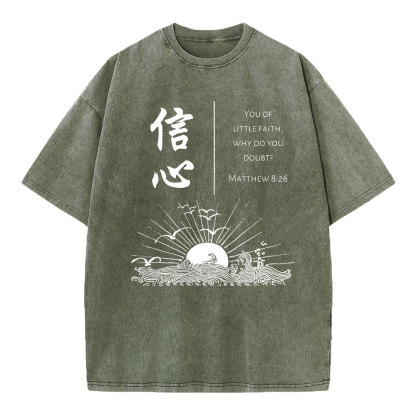 You Of Little Faith Christian Washed T-Shirt