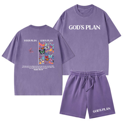 Your Plan And God's Plan Christian Washed T-Shirt & Shorts