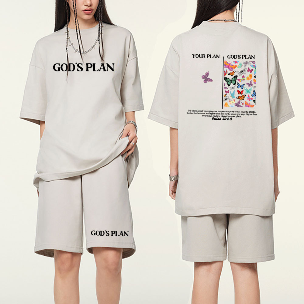 Your Plan And God's Plan Christian Washed T-Shirt & Shorts