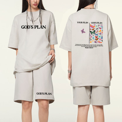 Your Plan And God's Plan Christian Washed T-Shirt & Shorts