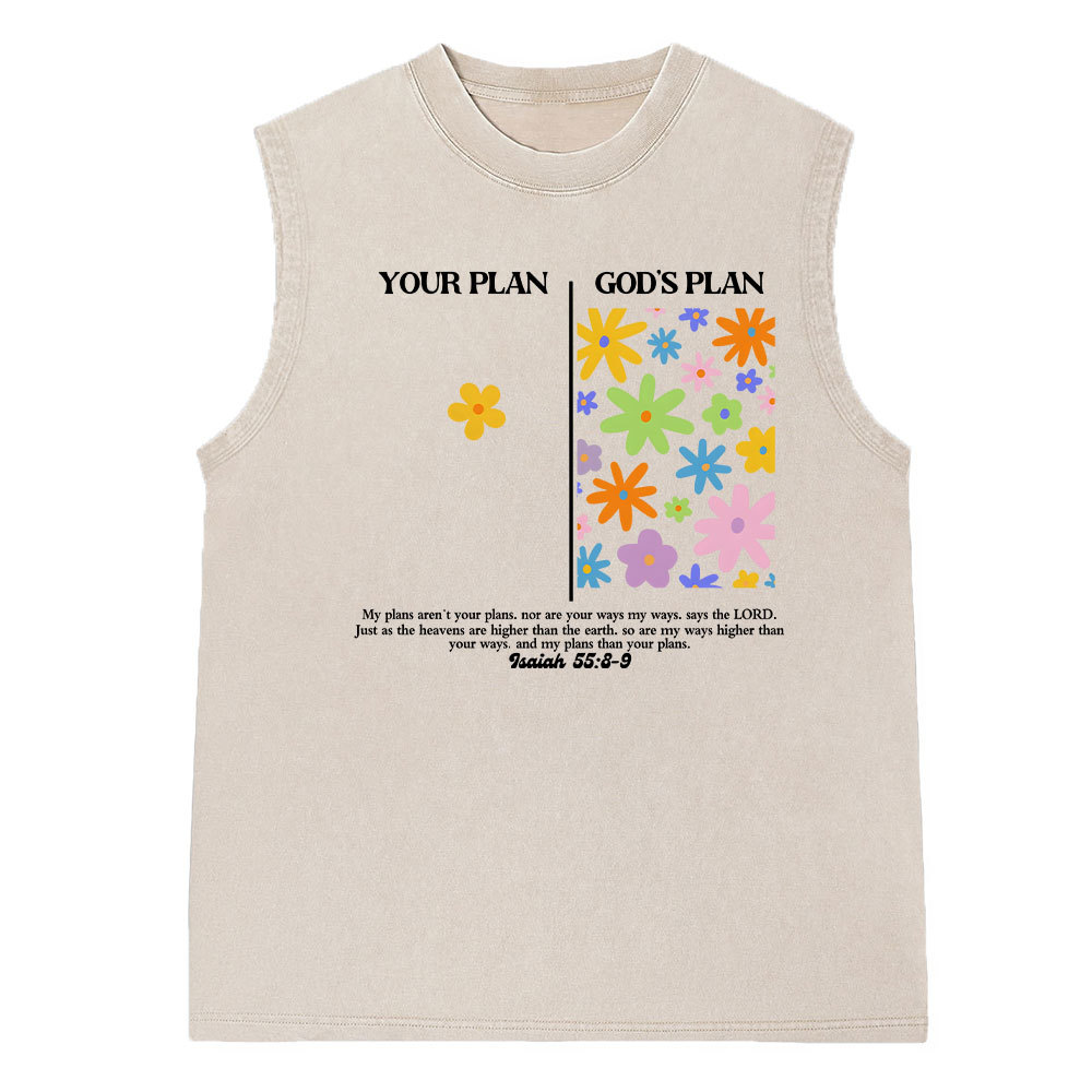 Your Plan God's Plan Christian Washed Sleeveless Tee