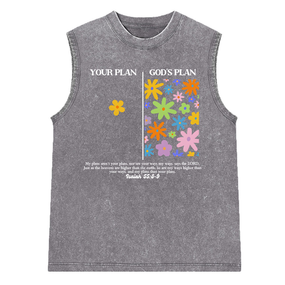 Your Plan God's Plan Christian Washed Sleeveless Tee