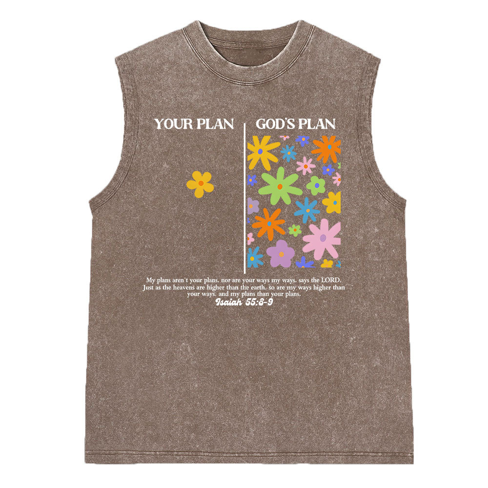 Your Plan God's Plan Christian Washed Sleeveless Tee