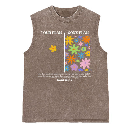 Your Plan God's Plan Christian Washed Sleeveless Tee