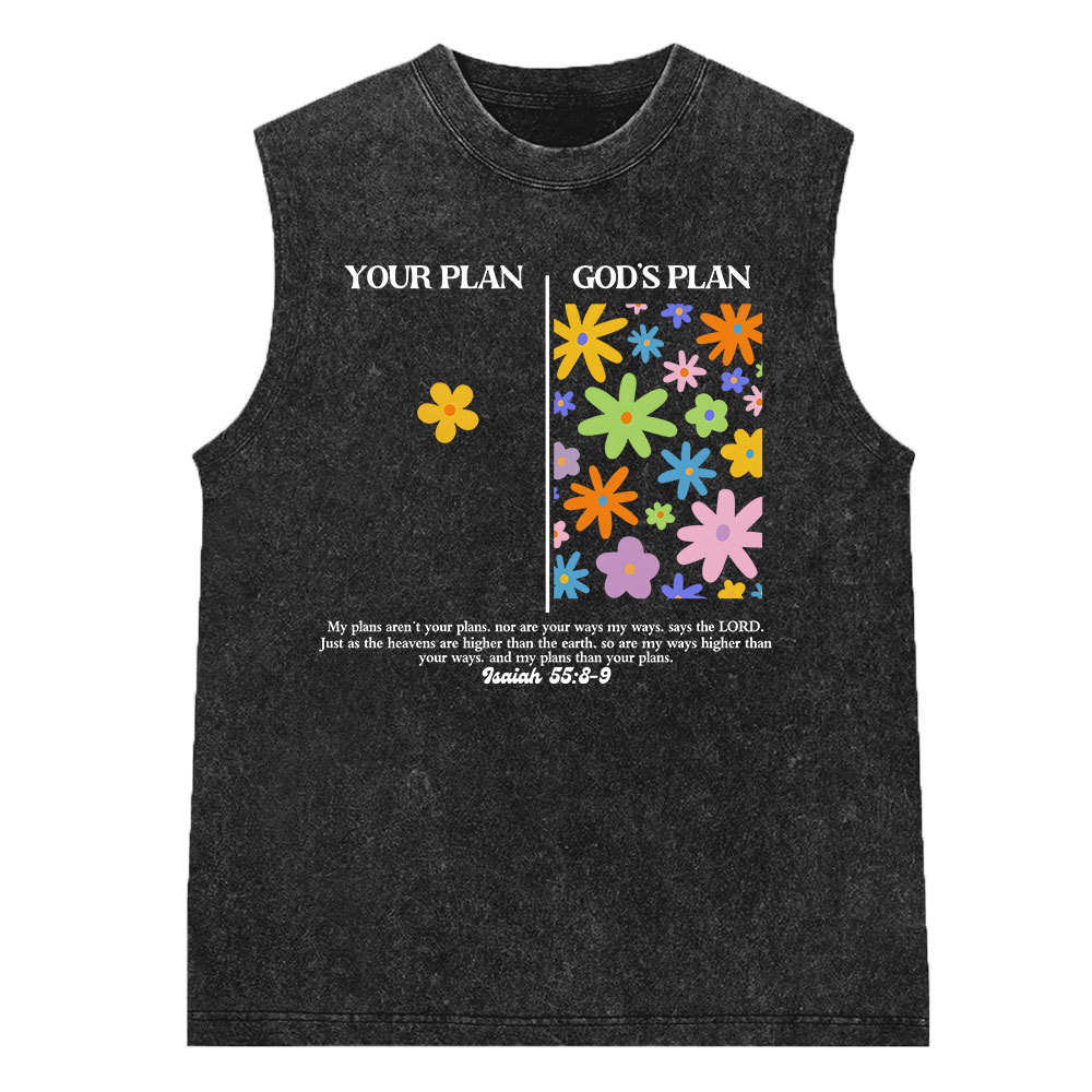 Your Plan God's Plan Christian Washed Sleeveless Tee