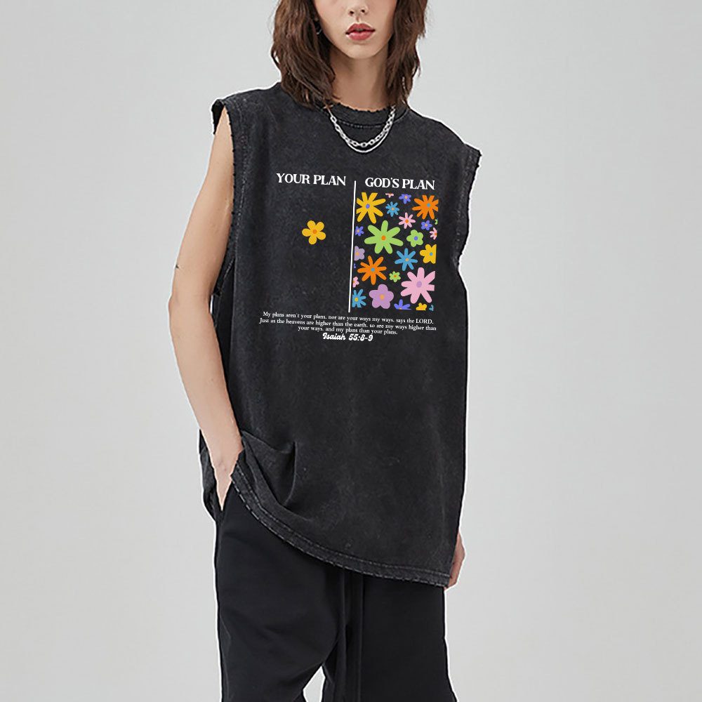 Your Plan God's Plan Christian Washed Sleeveless Tee