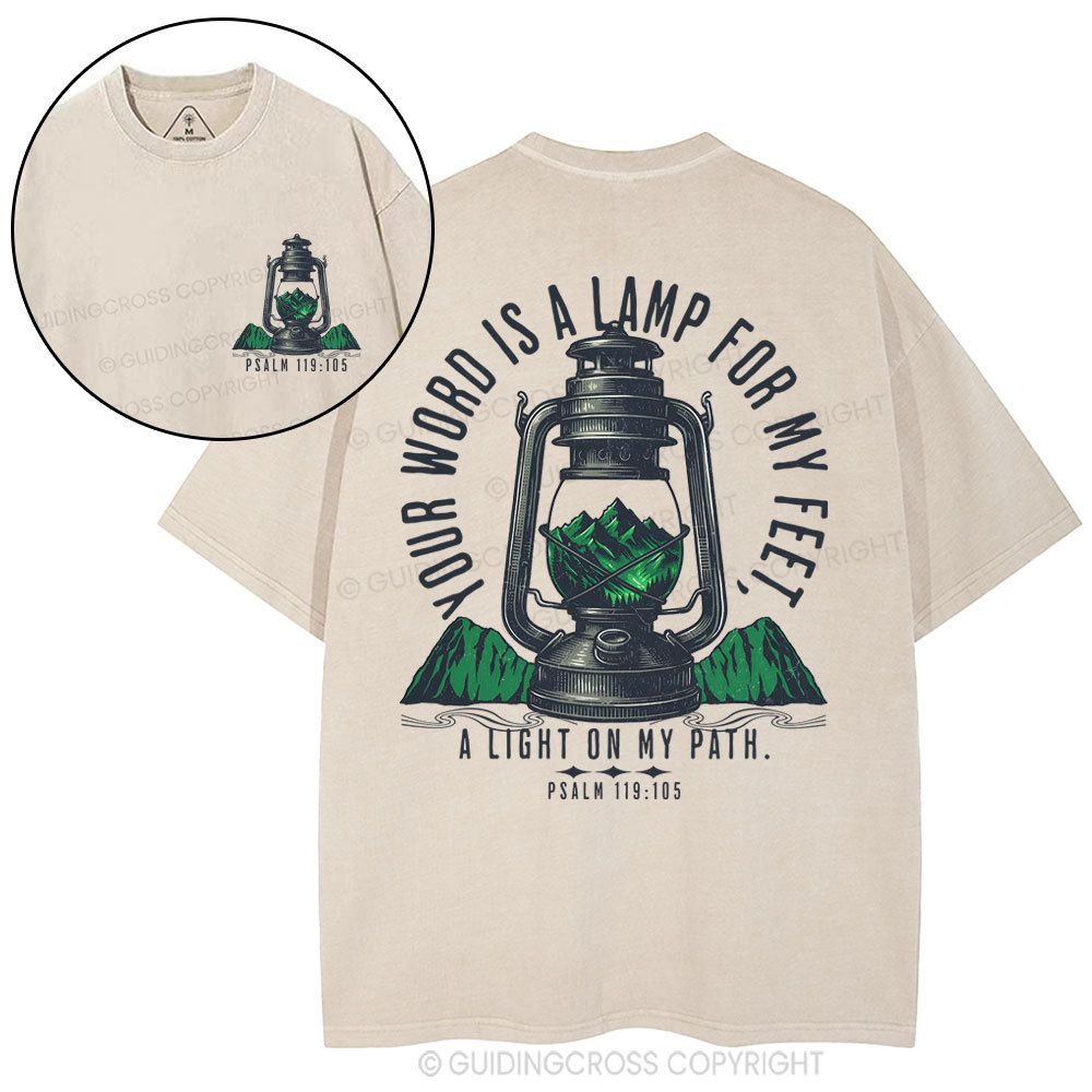 Your Word Is A Lamp For My Feet Christian Washed T-Shirt Sale - GuidingCross