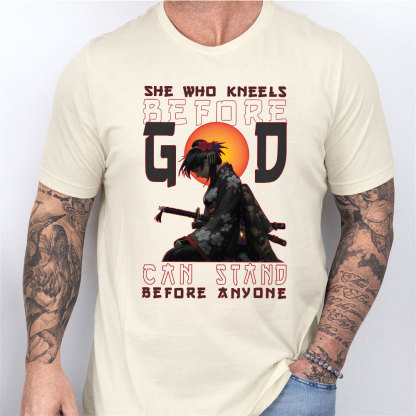 She Who Kneels Before God Christian T-Shirt
