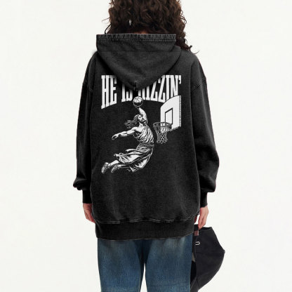 He Is Rizzin Christian Washed Hoodie 