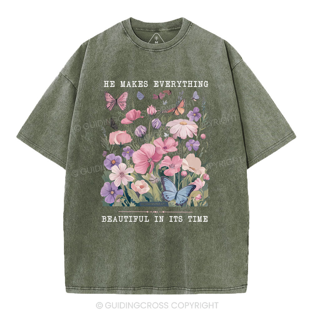 He Makes Everything Beautiful In Its Time Christian Washed T-Shirt
