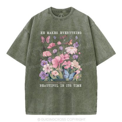 He Makes Everything Beautiful In Its Time Christian Washed T-Shirt