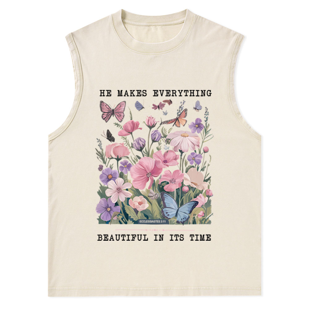 He Makes Everything Beautiful In Its Time Christian Washed Tank Top