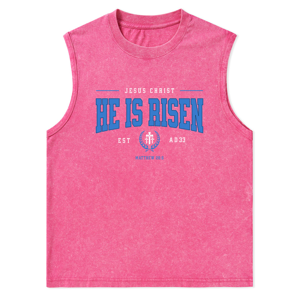 Jesus Christ He Is Risen Christian Washed Tank Top
